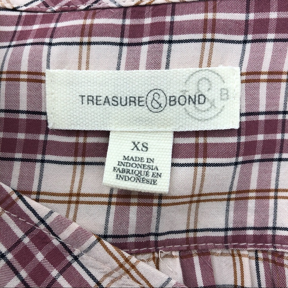 Treasure & Bond Red Checkered Long Sleeve Blouse - Picture 5 of 7